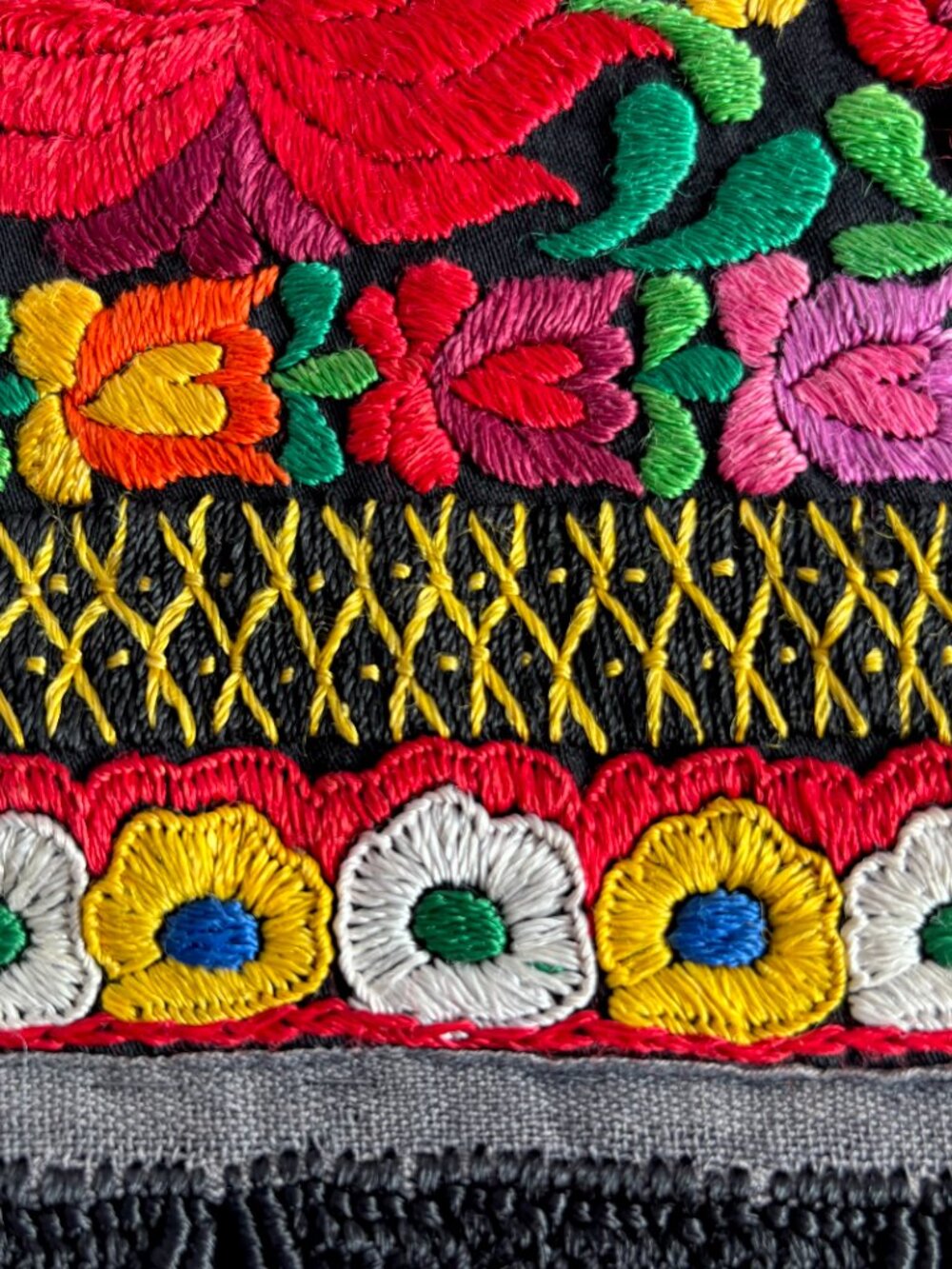 Vintage Hungarian Matyo Embroidered Fringed Folk Apron Unisex - Picture 12 of 16